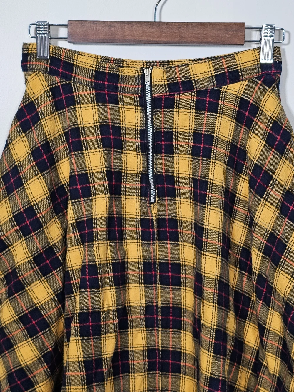 Sourpuss Yellow Red Navy Plaid Skirt Sz S - Picture 5 of 8